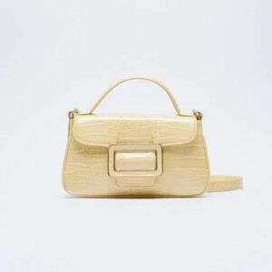 Zara Animal Print Crossbody Bag with Buckle Yellow